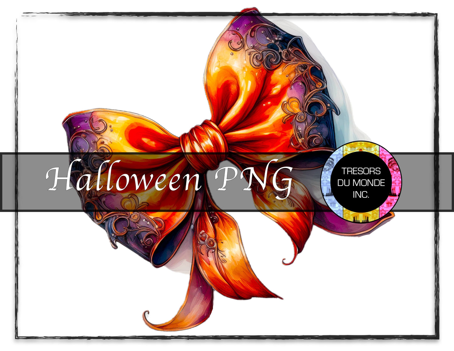 Autumn Gift Bow - Grunge Halloween madness - High resolution digital solo image