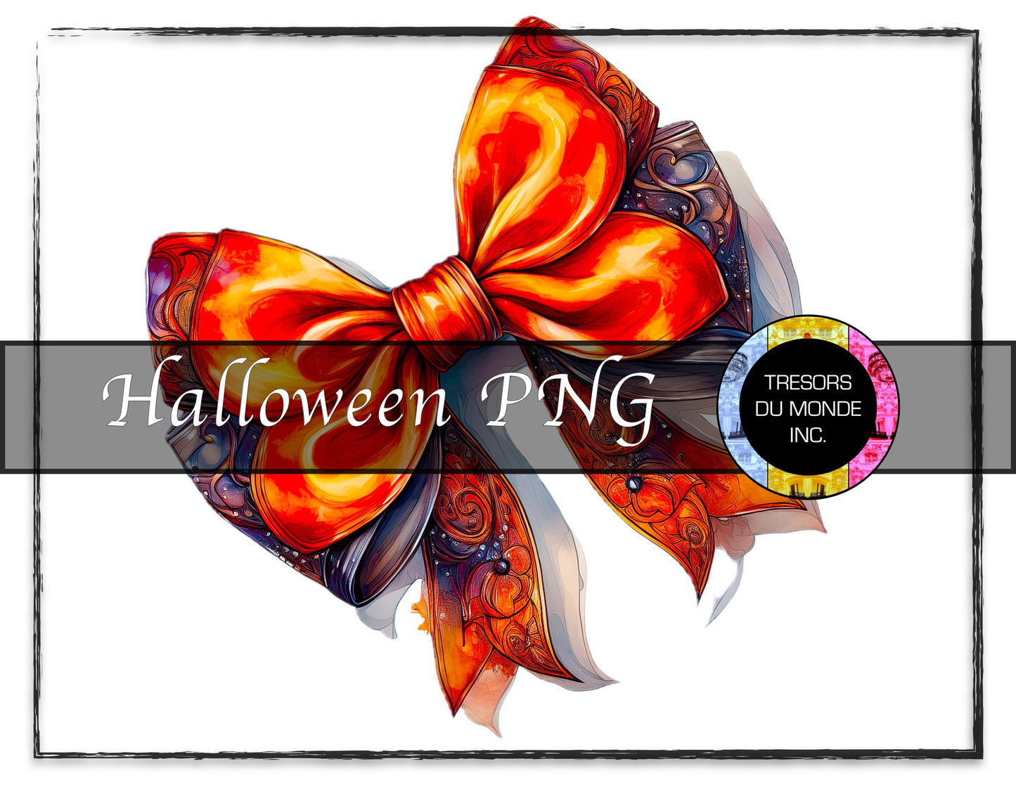 Autumn Bow - Grunge Halloween madness - High resolution digital solo image