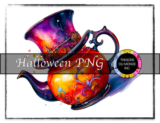 Top hat tea pot - Grunge Halloween madness - High resolution digital solo image