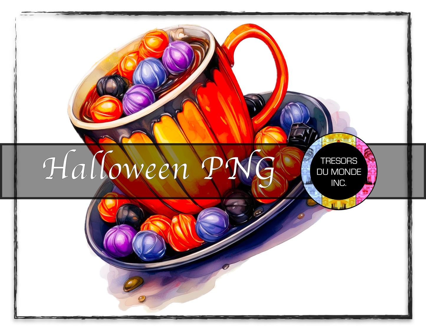 Hot chocolate with bonbons - Grunge Halloween madness - High resolution digital solo image