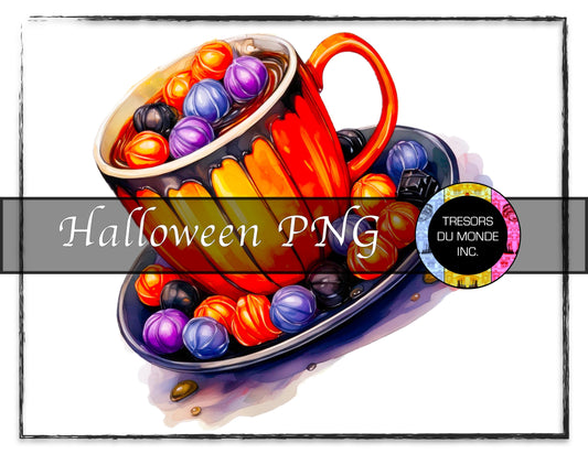 Hot chocolate with bonbons - Grunge Halloween madness - High resolution digital solo image