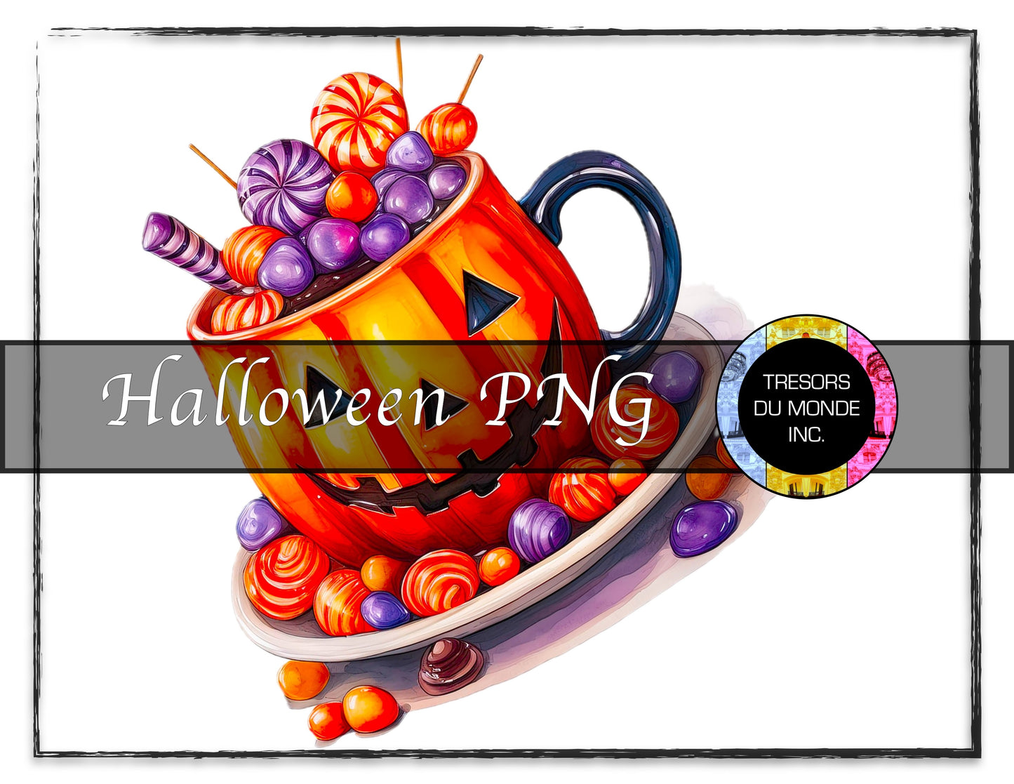 Happy pumpkin cup - Grunge Halloween madness - High resolution digital solo image