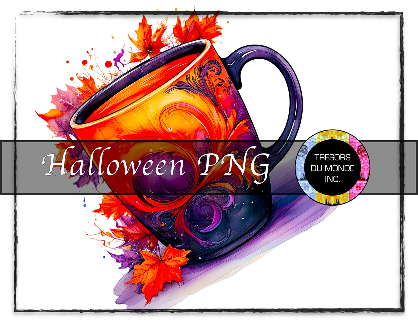 Orange purple cup - Grunge Halloween madness - High resolution digital solo image