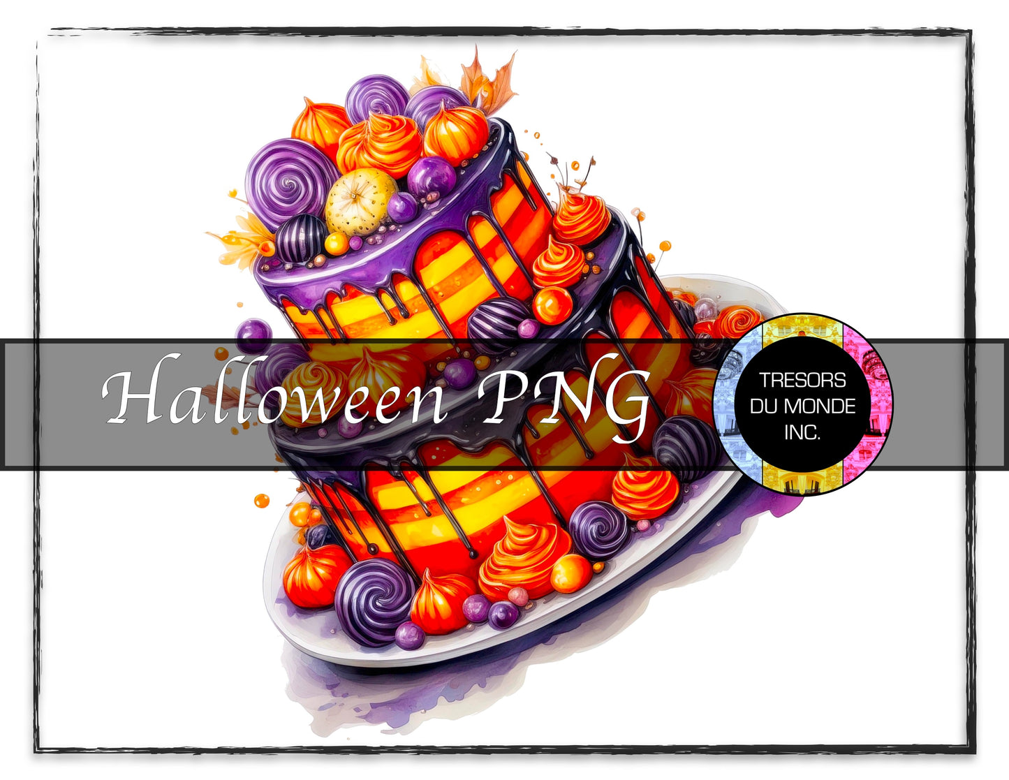 Tarred icing cake with red onion and sweets - Grunge Halloween madness - High resolution digital solo image