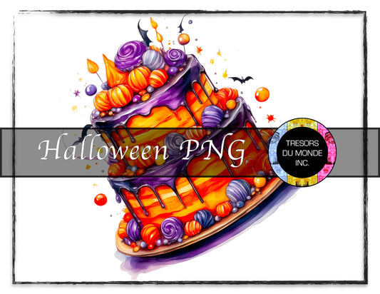 Sunny Layer Cake Topped with Candy - Grunge Halloween madness - High resolution digital solo image