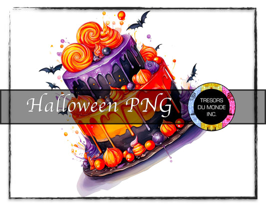 Layered chocolate cake and its treats - Grunge Halloween madness - High resolution digital solo image