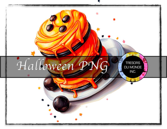 Fondant chocolate caramel pancakes - Grunge Halloween madness - High resolution digital solo image