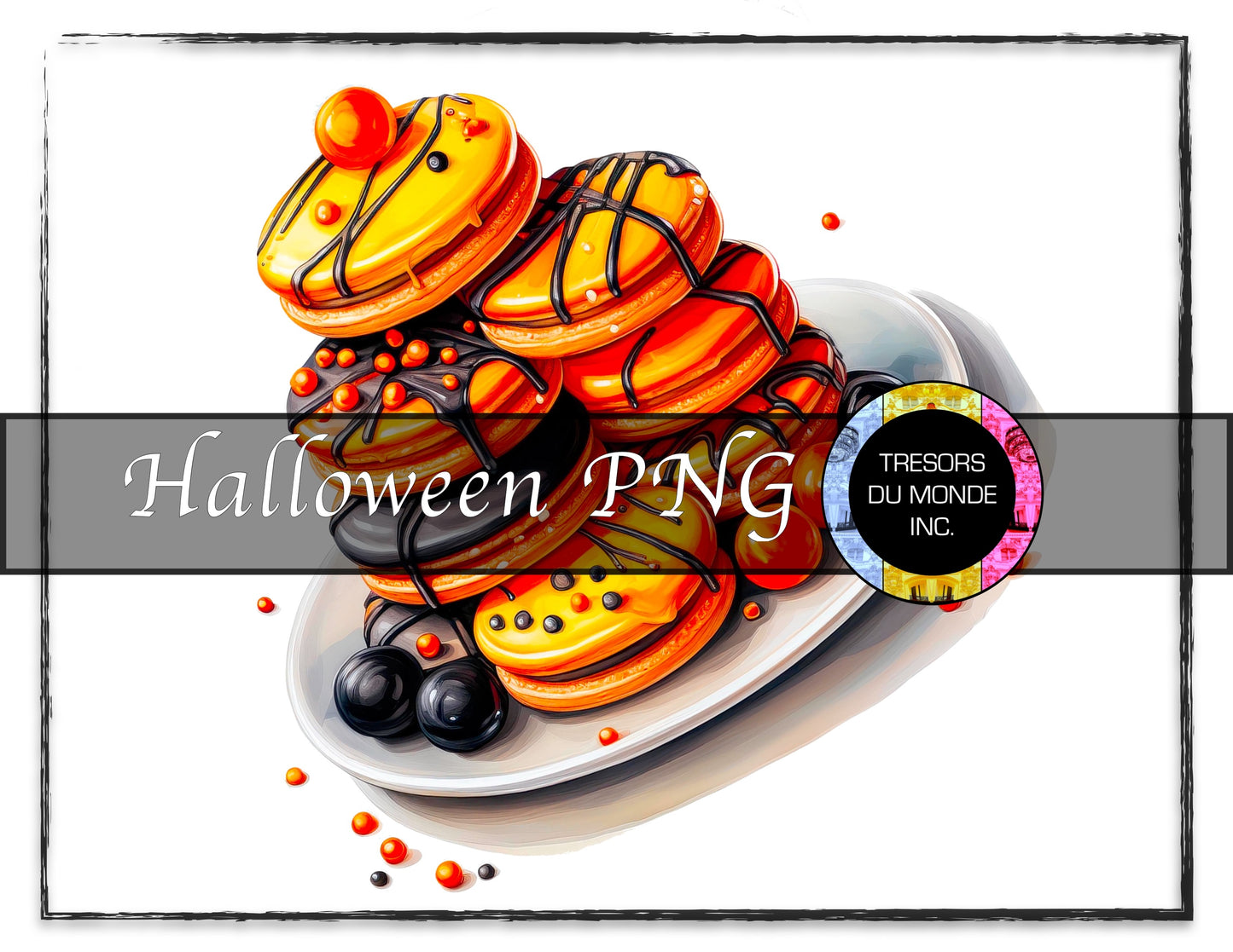 Marbled buttercream delight biscuits - Grunge Halloween madness - High resolution digital solo image