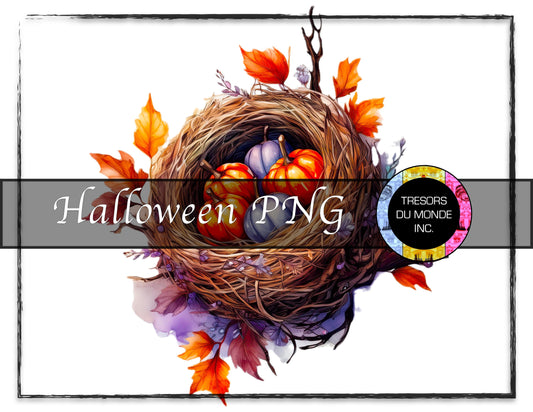 Cute pumpkins' nest - Grunge Halloween madness - High resolution digital solo image