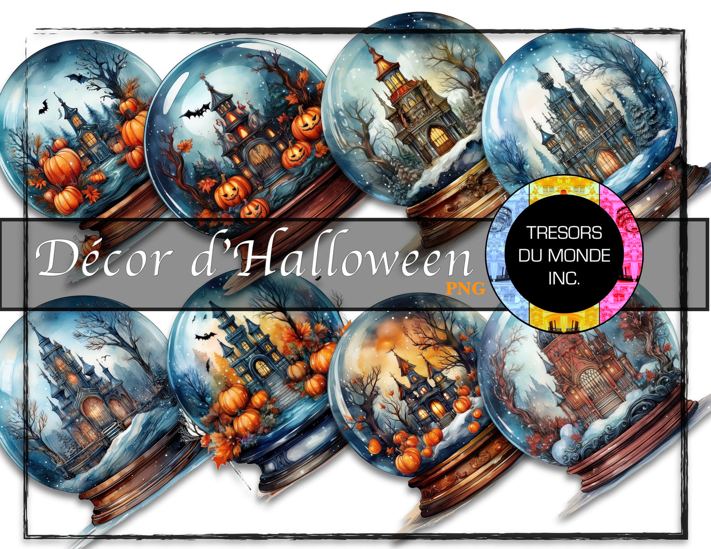 Snow globe - Halloween decor - High resolution digital solo images